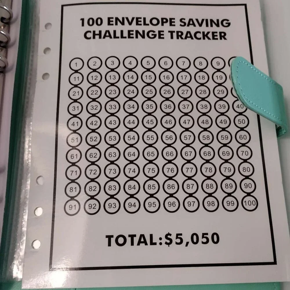 2 pack 100 Envelope Challenge Binder Save $5050 Goals 100 Day Savings Mint